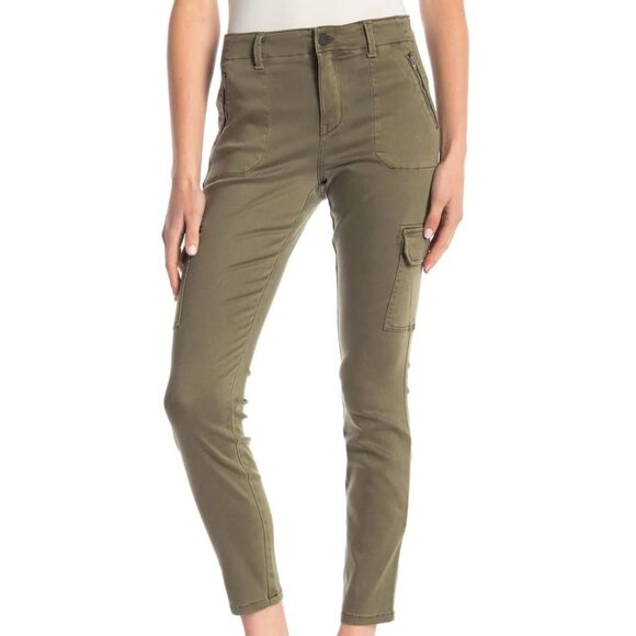 Level 99 Brooklyn Skinny Sateen Cargo Pant in Cedar - Picture 1 of 6